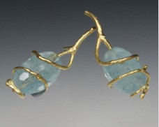 Twig & aquamarine earrings