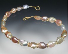 South Sea pearl necklace with 18K twig spacers