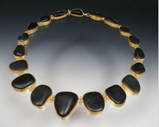 Bezel-set basalt necklace