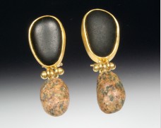 Hinged basalt & granite earrings