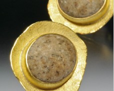 Concave beachstone disc earrings