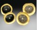 Disc earrings with basalt and diamond