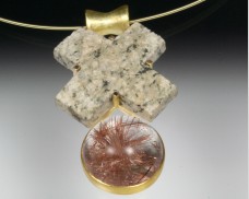 Granite X & rutilated quartz pendant