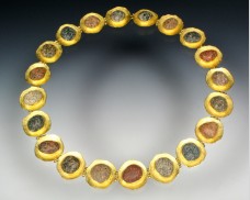 Concave disc necklace with granites