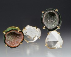 Geode & quartz earrings