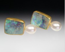 Opal & pearl earrings
