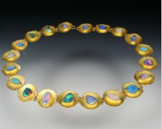 Opal disc necklace