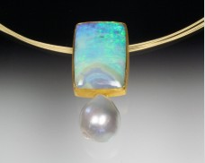 Opal & pearl pendant