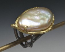 Pearl and twig ring