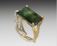 Bi-color tourmaline twig ring