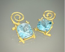Faceted Blue Topaz Twig Earrings