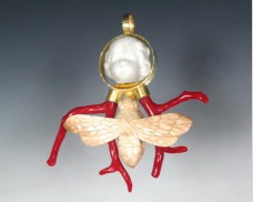 Girl, moth and coral	 pendant