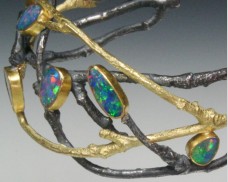 Opal and oxidized twig cuff