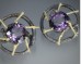 Round twig earrings with pearl or amethyst