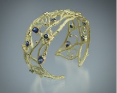 Sapphire and diamond twig cuff