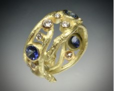 Sapphire diamond twig ring