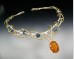 Twig necklace with sapphire & fire opal