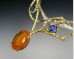 Twig necklace with sapphire & fire opal