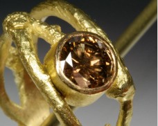 Cognac diamond twig ring