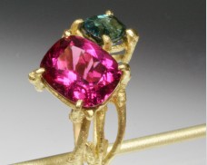 Twig ring with tourmalines