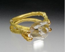 Herkimer diamond twig ring