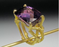 Twig ring with amethyst