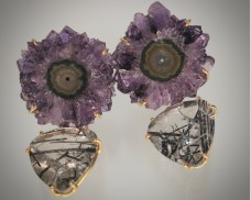 Amethyst & Tourmalated Quartz earrings