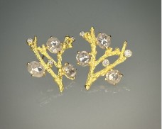 Rose Cut Diamond Branch Earrings 