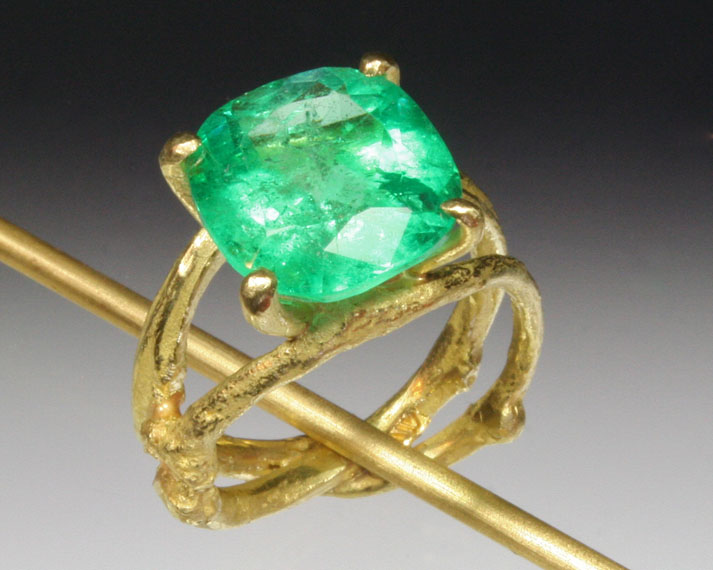 Emerald twig ring