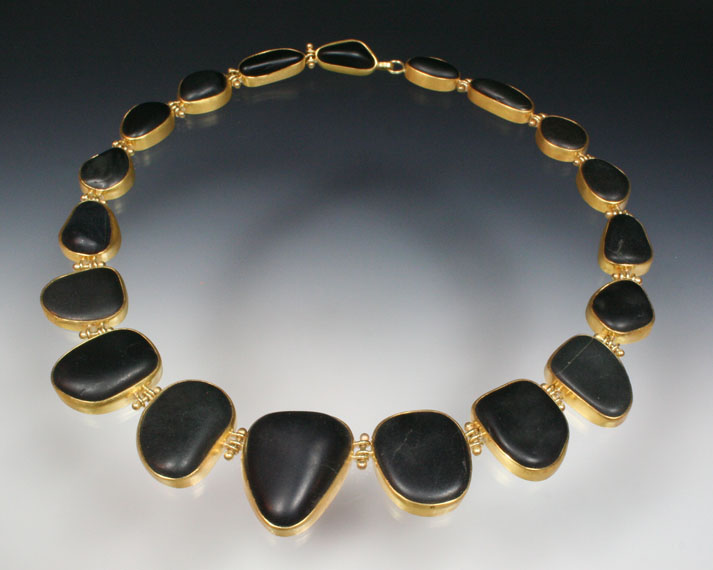 Bezel-set basalt necklace