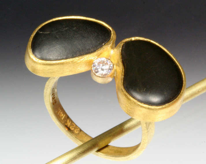 Basalt & diamond ring