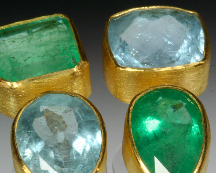 Aquamarine & emerald earrings