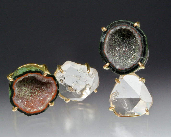 Geode & quartz earrings