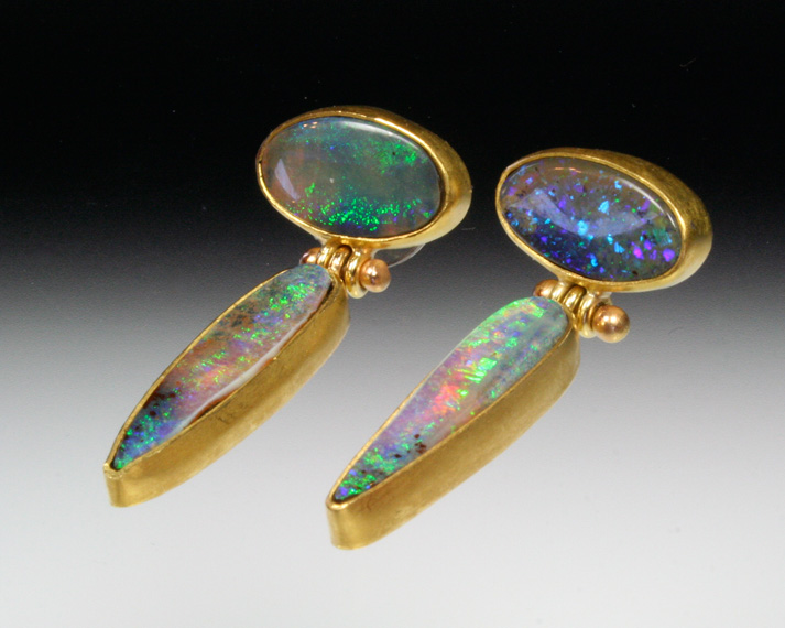 Hinged opal earrings