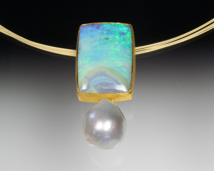 Opal & pearl pendant