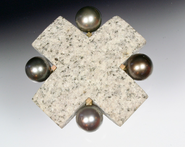 Granite cross brooch