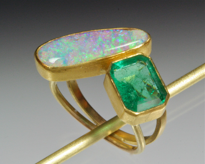 Opal & emerald ring