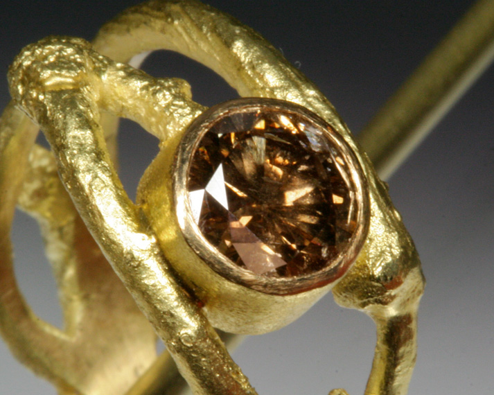 Cognac diamond twig ring